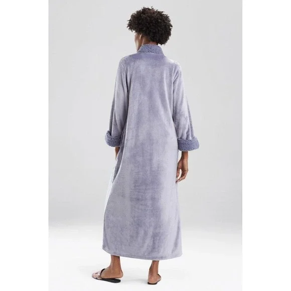 Natori Purple Plush Sherpa Zip Caftan Lounger Robe Women's XS - Picture 4 of 12